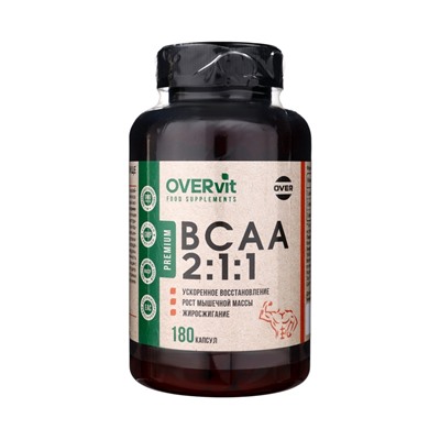 Комплексная добавка к пище BCAA 2:1:1 OVERvit, 180 капсул