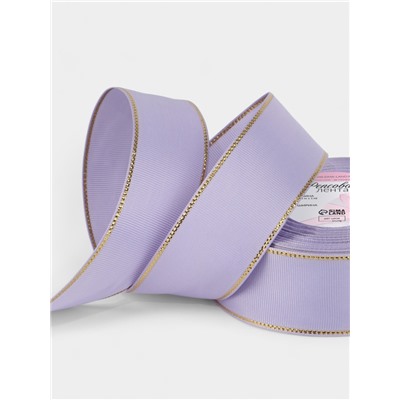 Лента репсовая, с золотым люрексом, 40 мм, 23±1 м, сиреневая №021