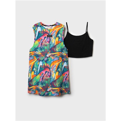 Комплект трикотажный для девочек: платье, топ