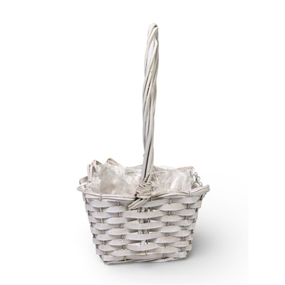 Корзина плетёная для хранения, лоза, прямоугольная, белая, набор 3 шт.