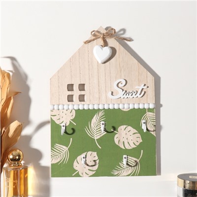 Настенные крючки декоративные «Пальмовые листья. Дом», дерево, 2.5×20.2×28.8 см