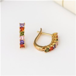 Серьги ювелирная бижутерия коллекция "Дубай" покрытие позолота, вставка: фианиты, цвет: разноцветный, арт.007.196