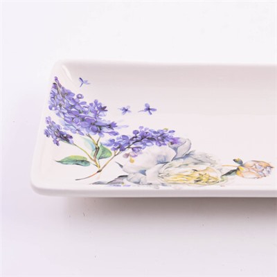 60223 Блюдо сервировочное прямоугольное Букет фантазий доломит LR (х24)