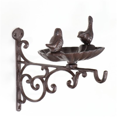 Настенный крючок декоративный с подставкой для мелочей «Две птицы», чугун, 14.5×28×21 см