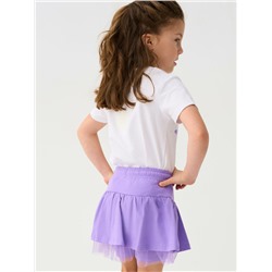 Комплект трикотажный для девочек: фуфайка (футболка), юбка-шорты