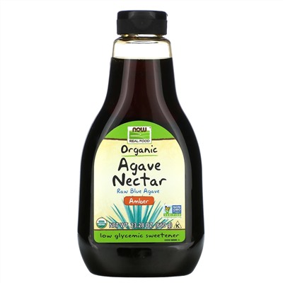 Now Foods, Real Food, нектар органической агавы, янтарь, 23,28 унций (660 г)
