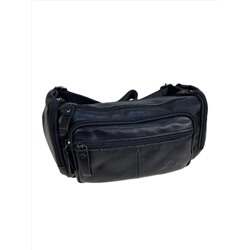 Сумка мужская на пояс из натуральной кожи, цвет черный
