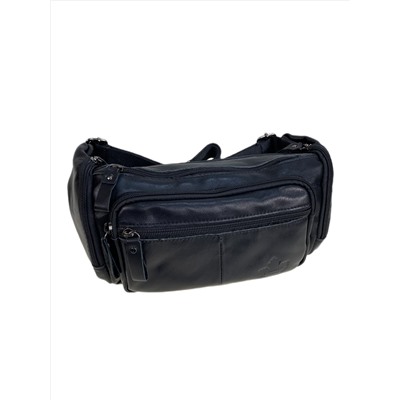Сумка мужская на пояс из натуральной кожи, цвет черный
