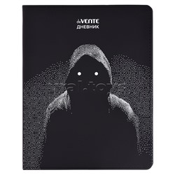 Дневник 1-11 кл. "Anonymous" 48 листов, белая бумага 80 г/м², печать в 1 краску, гибкая обложка из искусственной кожи, шелкография, отстрочка, 1 ляссе
