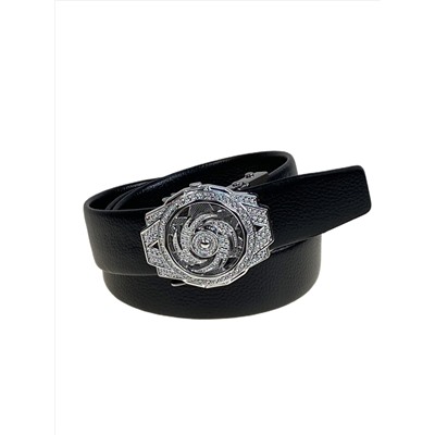 Ремень мужской с автоматической пряжкой из искусственной кожи, цвет черный