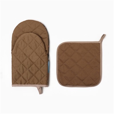 Набор подарочный «Этель» Bears, варежка 15×28 см, прихватка 19×19 см, хлопок 100%