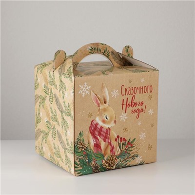 Коробка кондитерская новогодняя с окном, сундук, «Сказка» 20×20×20 см
