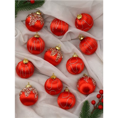 Ёлочные игрушки «Капризы зимы», шары новогодние, d=6 см, 12 шт., красный