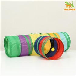 Туннель для кошек шуршащий «Тройник», 80×25 см, разноцветный