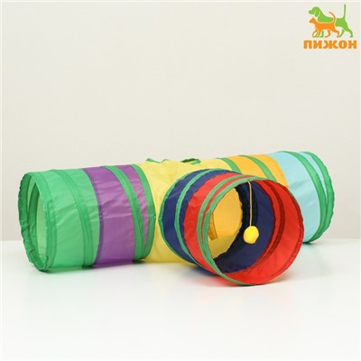 Туннель для кошек шуршащий «Тройник», 80×25 см, разноцветный