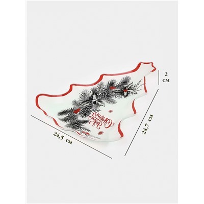 Блюдо сервировочное новогоднее Доляна «С Новым Годом», 24.5×24.7×2 см, стекло, белое