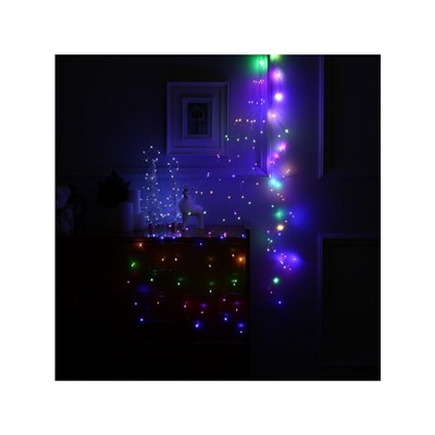 Гирлянда «Конский хвост» 10 нитей по 1.5 м, IP20, серебристая нить, 150 LED, свечение мульти, 12 В