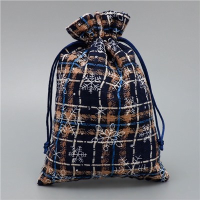 Мешочек подарочный холща «Новогодняя пора», снежинки, 16×24 см ± 1.5 см