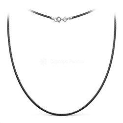 Шнурок текстильный (вощёный) с замком из родированного серебра 925 пробы хш-003р