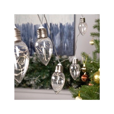 Гирлянда «Нить» 3 м с насадками «Лампочки капля», IP20, прозрачная нить, 80 LED, свечение белое, 8 режимов, 220 В