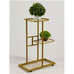 Подставка для цветов Greengo, 3 полки, 43×22×57 см, напольная, металл, цвет золотой