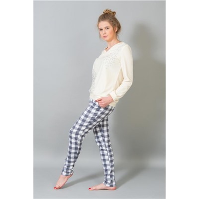 Женский домашний костюм с брюками и кофтой 184 (Бежевый)