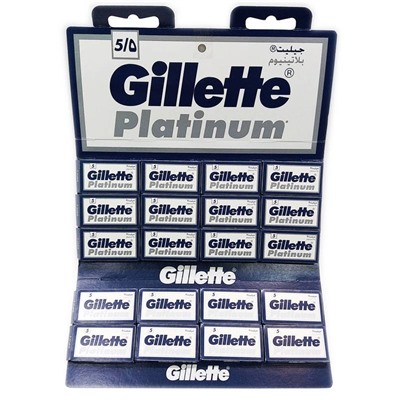 Лезвия для бритья классические двусторонние Джиллетт(ʤɪˈlet) Platinum 5шт.(20X5шт. =100 лезвий) на карте (Оригинал)