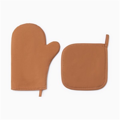 Кухонный набор «Этель» Kitchen orange, оранжевый: прихватка, варежка-прихватка