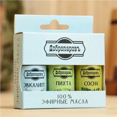 Набор эфирных масел эвкалипт, пихта, сосна, «Добропаровъ», 3 шт. по 17 мл