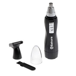 Триммер для волос Sakura SA-5528BK, для носа/ушей/бороды, чёрный, от батарейки 1×АА