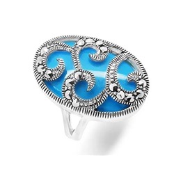 Кольцо из серебра бирюза пресс., марказит, SL-AGA11