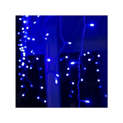 Гирлянда «Бахрома» 3×0.6 м, IP44, УМС, прозрачная нить, 160 LED, свечение синее, 220 В