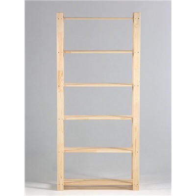 Стеллаж деревянный, 6 полок, 170×84×28 см, хвоя, усиленный, напольный