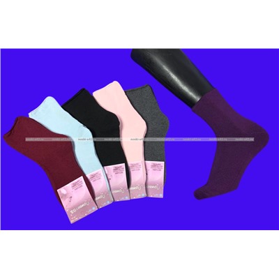 Термоноски женские шерсть + ангора внутри махра со слабой резинкой однотонные