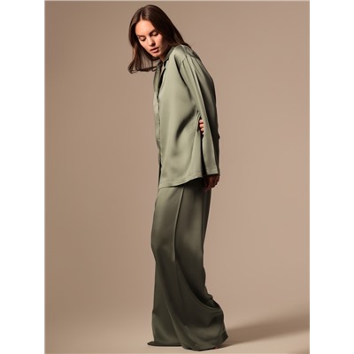 Пижама женская (рубашка, брюки) SL HOME Tensel Home, размер 52-54, зелёная