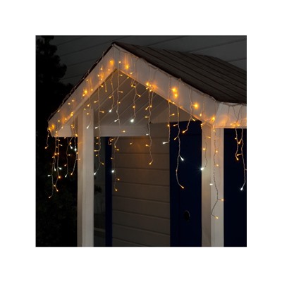 Гирлянда «Бахрома» 3×0.6 м, IP44, УМС, прозрачная нить, 160 LED, свечение жёлтое, мерцание белым, 220 В