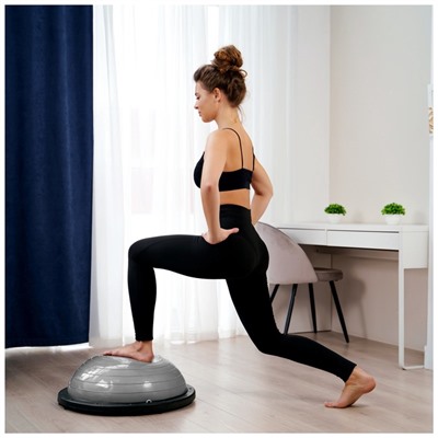 Полусфера BOSU гимнастическая ONLYTOP, с насосом, 58×25 см, серая