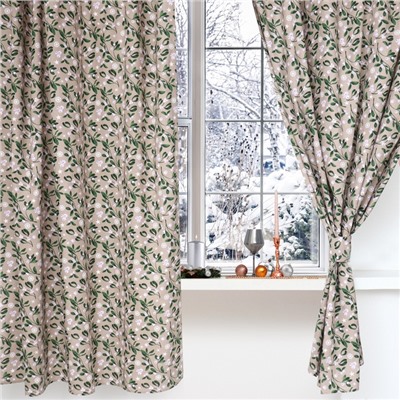 Комплект штор для кухни с подхватами «Доляна» Frosty berries, 2 шт., бежевые, 150×180 см