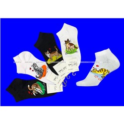 AMIGOBS носки женские укороченные с принтом "Ленивый котик" арт. 1833