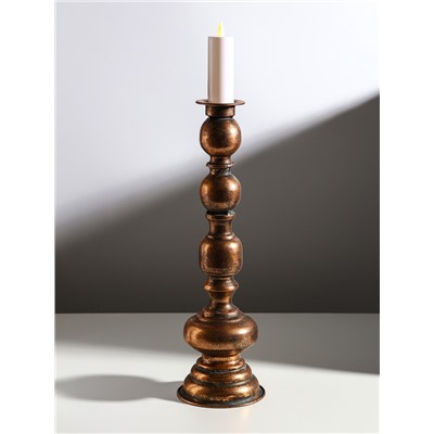 Металлический подсвечник на 1 свечу «Эрмете», состаренная бронза, 13.5×13.5×43.5 см