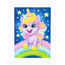 Аппликация бусинами «Единорожка», 180×250 мм, набор для творчества