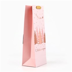 Пакет подарочный под бутылку ламинированный новогодний «С Новым годом», 13×36×10