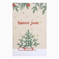 Набор новогодних полотенец Доляна «Зимние праздники» 28×46 см - 2 штуки, 100% хлопок, вафля 160 г/м²