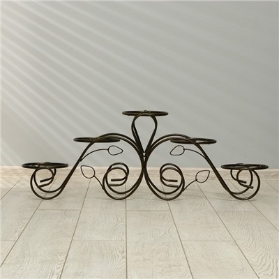 Подставка для цветов, напольная, на 5 горшков, d=14 см, бронзовая, «Кружево»