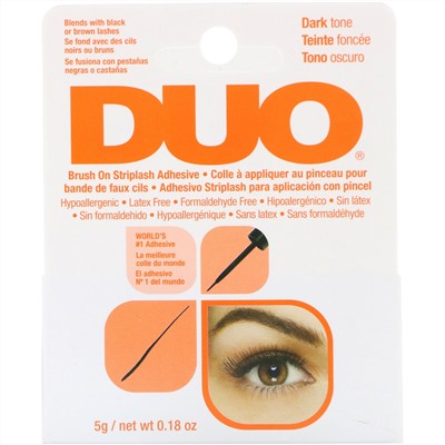 DUO, Клей с кисточкой для накладных ресниц, темный оттенок, 5 г