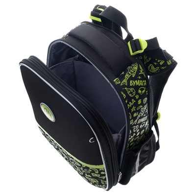 Рюкзак каркасный Hatber Ergonomic Classic «Влад А4», 37×29×17 см, чёрный/жёлтый NRk_71008