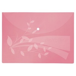 Папка с кнопкой  А4 FO-CBF02  120мкм розовая Flexoffice