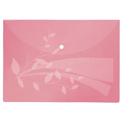 Папка с кнопкой  А4 FO-CBF02  120мкм розовая Flexoffice