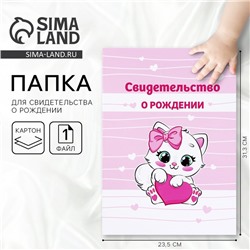 Папка для свидетельства о рождении «Наша малышка», розовая для девочки, 23.1×30.7 см