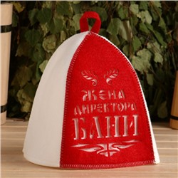 Шапка для бани и сауны, с аппликацией «Жена директора бани», полиэфир